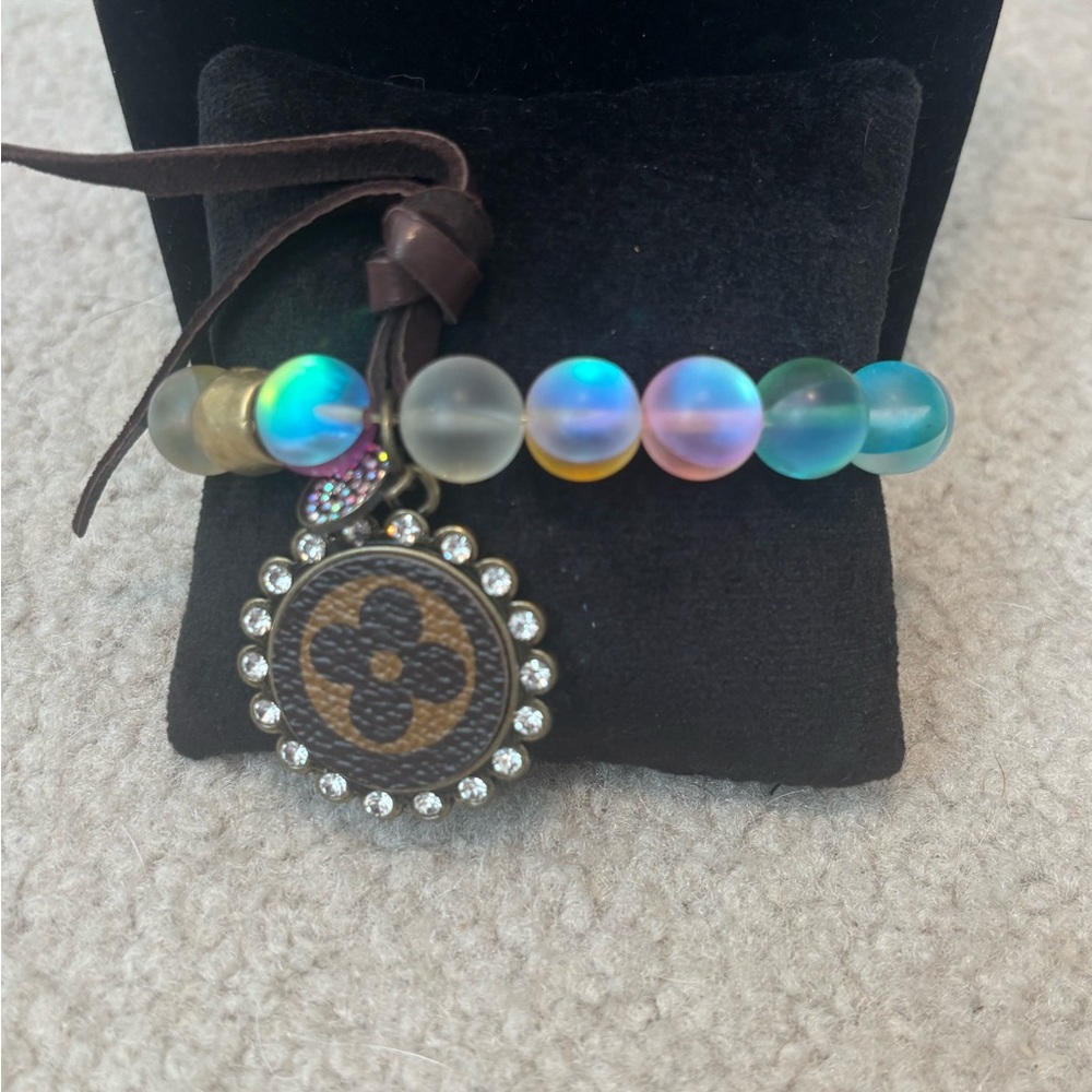 Stunning Moonstone bracelet with LV charm